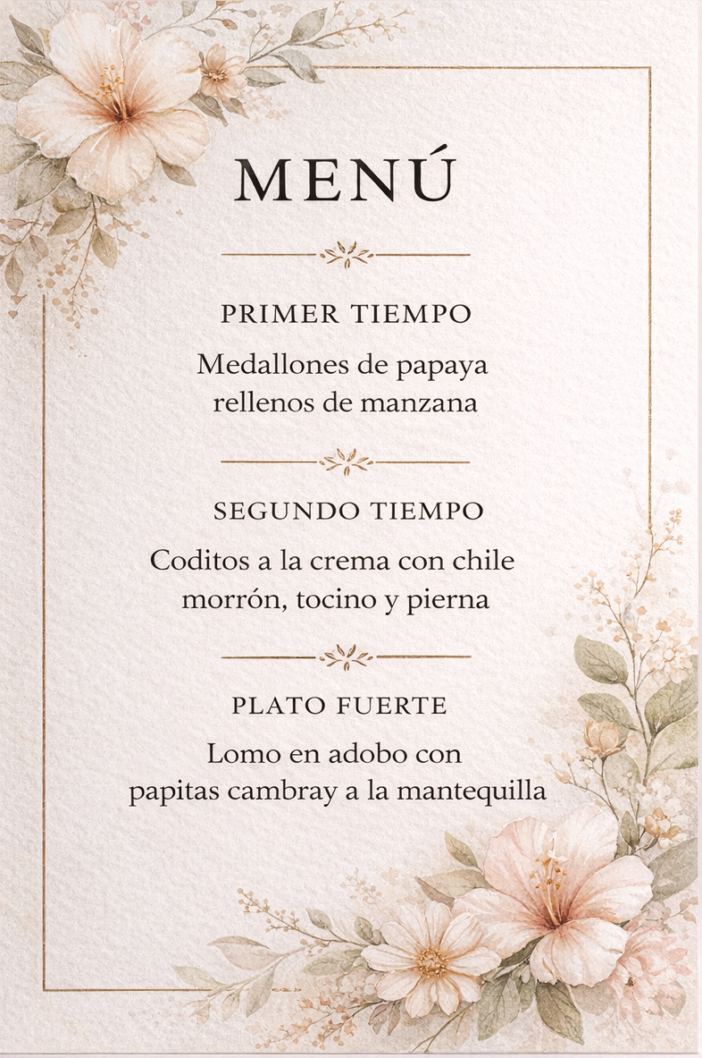 Menú de la fiesta